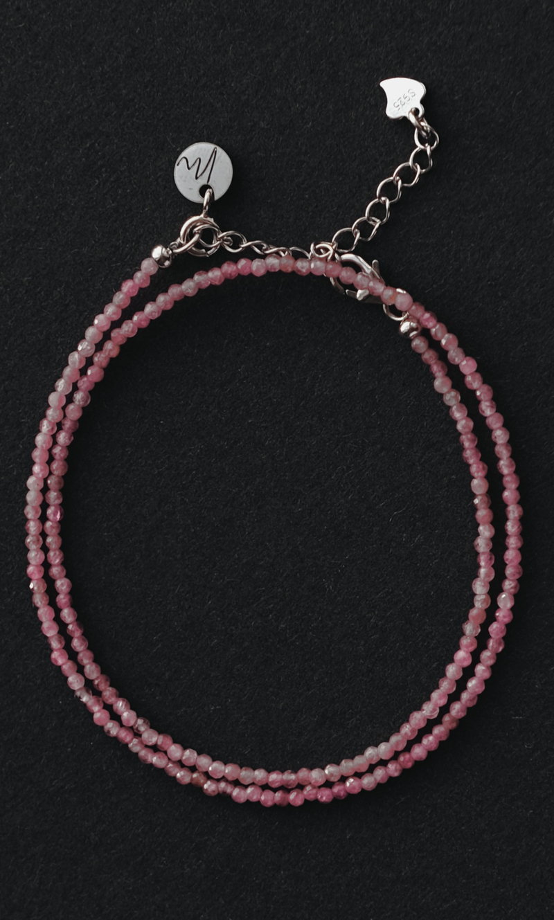 Чокер "Memo about Love" из розового турмалина огранка на замочке 33-38 см