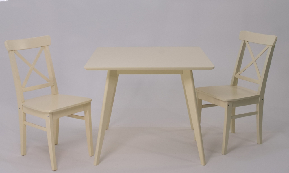 Стол Zip-mebel Сканди М 100 слоновая кость со стульями Ингольф слоновая кость