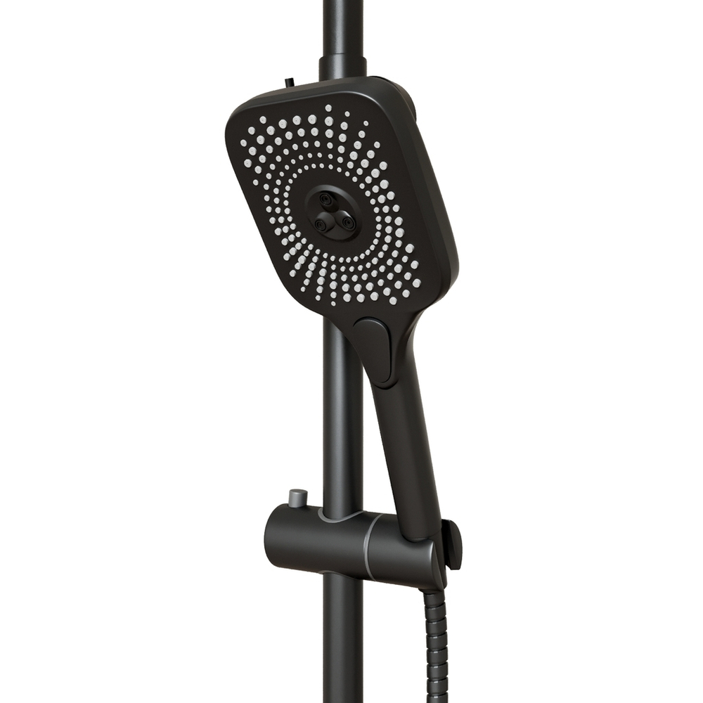 Душевая система 35к MIXLINE ML34-06 "Solo Black" излив лейка 3 поз.+лейка"Тропический душ" ЧЕРНЫЙ