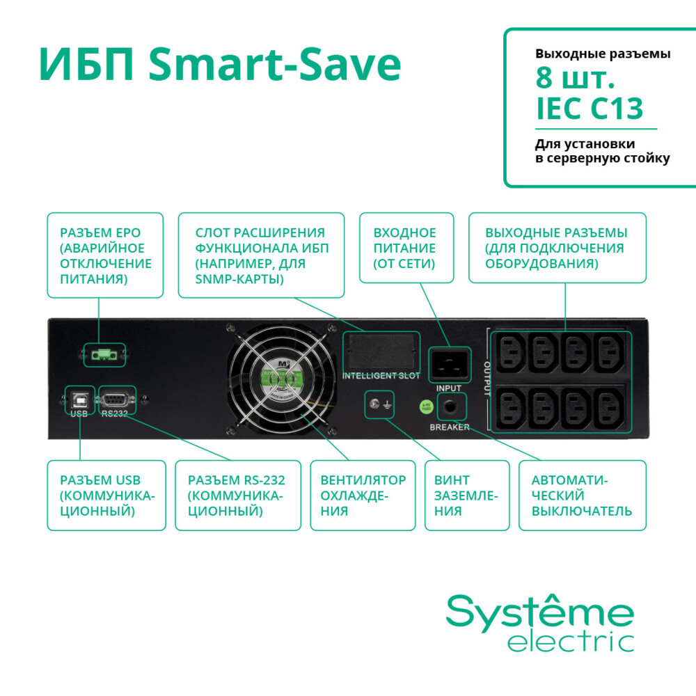 Источник бесперебойного питания  Systeme Electric SMTSE3000RMI2U