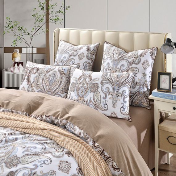 Атрия (беж) КПБ сатин Евро 4н