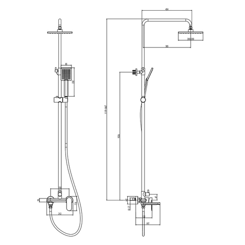 Душевая система Azario FLORIDA SQUARE с квадратным тропическим душем, поворотным изливом, хром (AZ-WSA654232C)