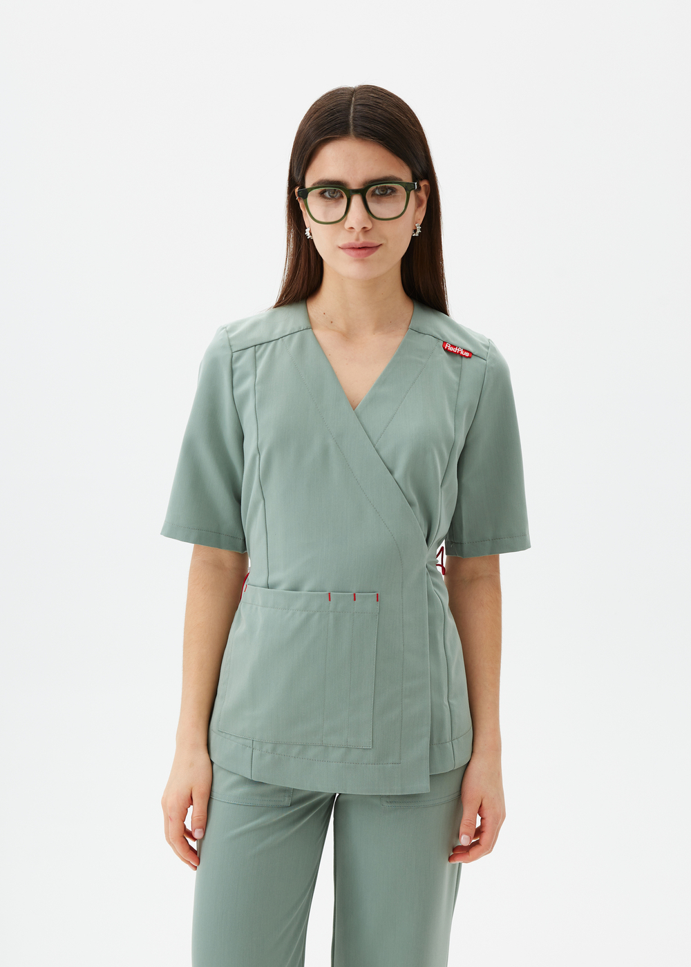 Топ с запахом медицинский женский Йошо, шалфей