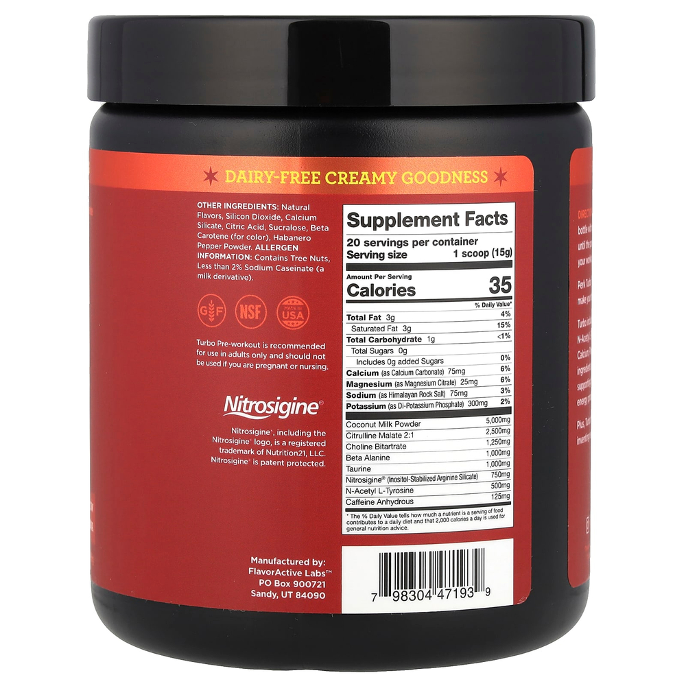 Perk Energy, Turbo, предтренировочный комплекс, манго и цитрус, 300 г