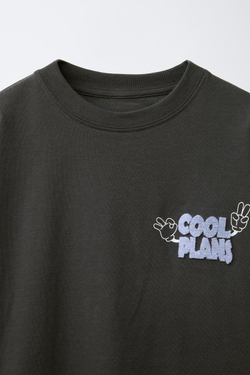 ZARA ФУТБОЛКА С ВЫШИВКОЙ, АНТРАЦИТОВО-СЕРЫЙ