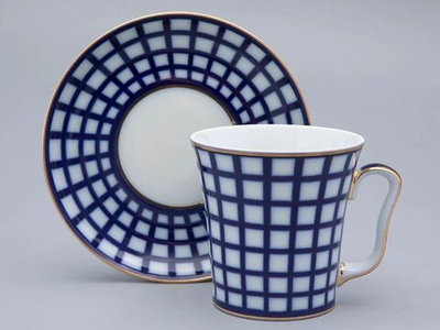 Бокал с блюдцем Ленинградский Кобальтовая клетка 360 мл арт. 81.17615.00.1