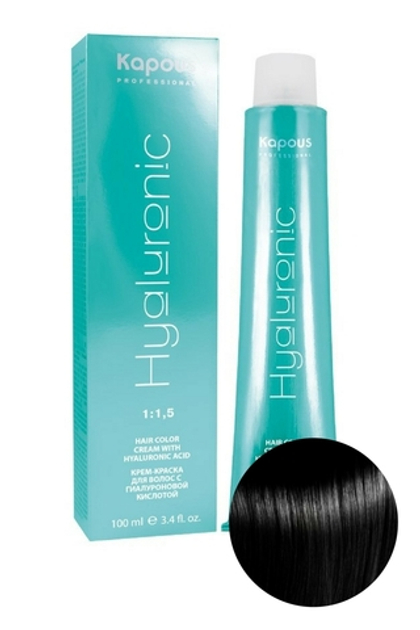 HY 1.00 Черный интенсивный Крем-краска с Гиалуроновой кислотой “Hyaluronic acid” 100мл