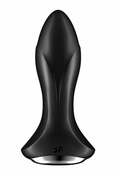 Черная вибропробка с ротацией бусин Rotator Plug 1+ - 12,8 см. (Цвет: черный)