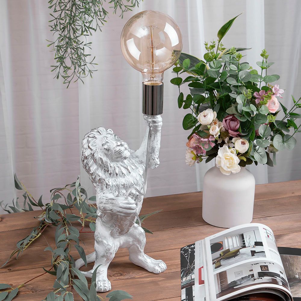 Настольная лампа Лев Ричард Белый