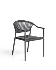 Уличный стул Livadia из серого алюминия и веревки