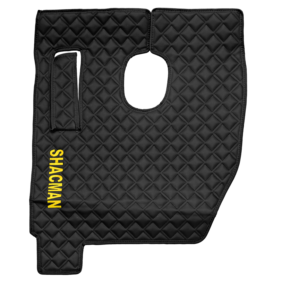 Ковры SHACMAN F3000 (экокожа, черный, черный кант, желтая вышивка)