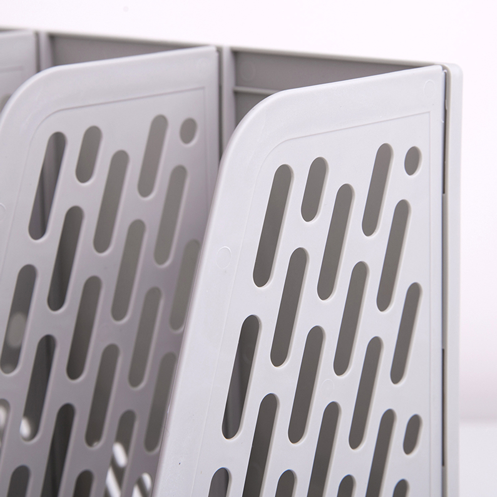 Лоток вертикальный DELI, 3 отделения, серый