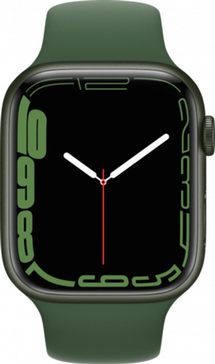 Apple Watch Series 7 45 мм, корпус из алюминия зеленого цвета, спортивный ремешок «зелёный клевер»
