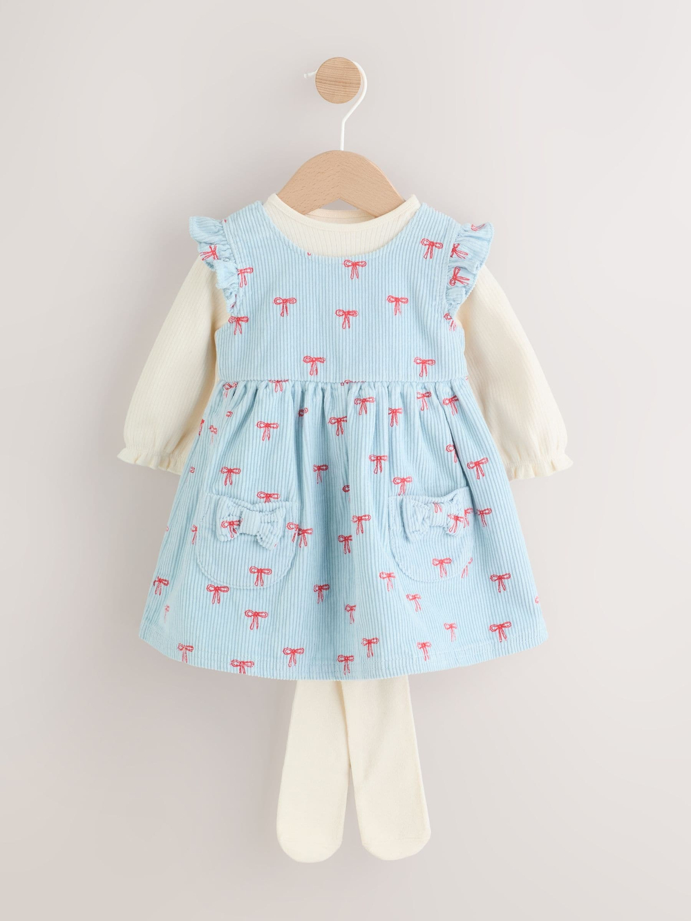 Комплект из трех предметов для девочки Next AN7-947, Голубой, Молочный