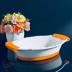 Lenardi 142-133 Овальное блюдо для запекания 29х19,5х6,5см с силикон.ручками в под.уп.(х12)Фарфор