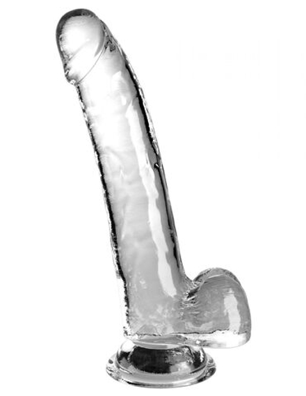 Прозрачный фаллоимитатор с мошонкой на присоске 9’’ Cock with Balls - 24,8 см.