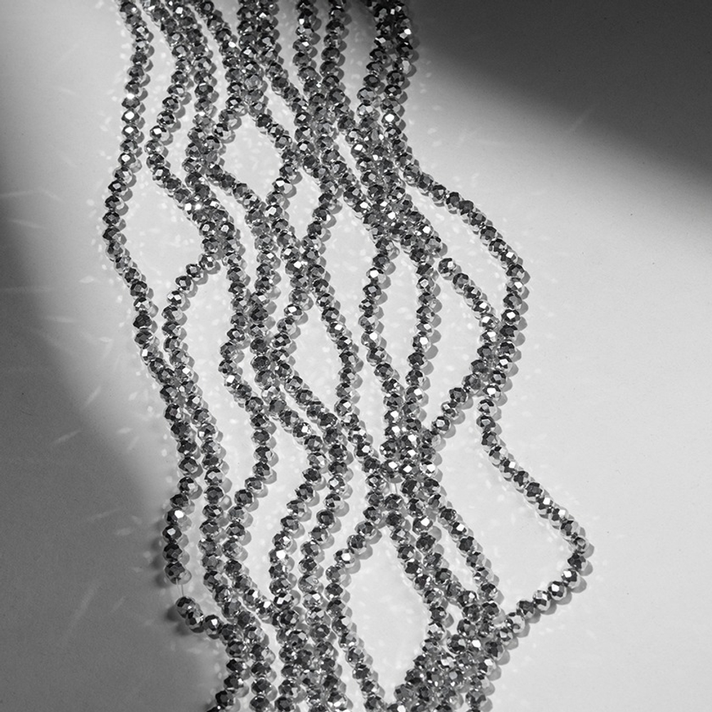 Хрустальные бусины "Марказит", оттенок "Серебро", 4,2*3,5мм, рондель