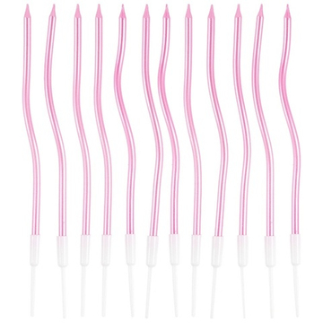 Свечи для торта «Волна» в розовом цвете 13 см, 12 шт