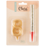 Набор «Фонтан и свеча-цифра» в золотом цвете 10 см, 1 шт