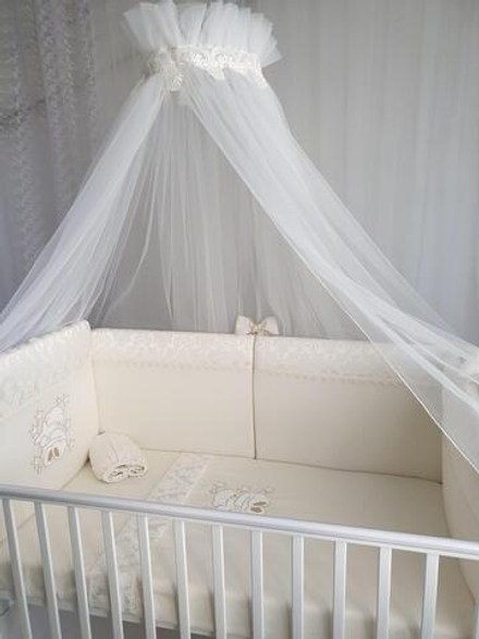 Арт.77777 Набор в детскую кроватку для новорожденных - *Мишка в звездах* 6пр