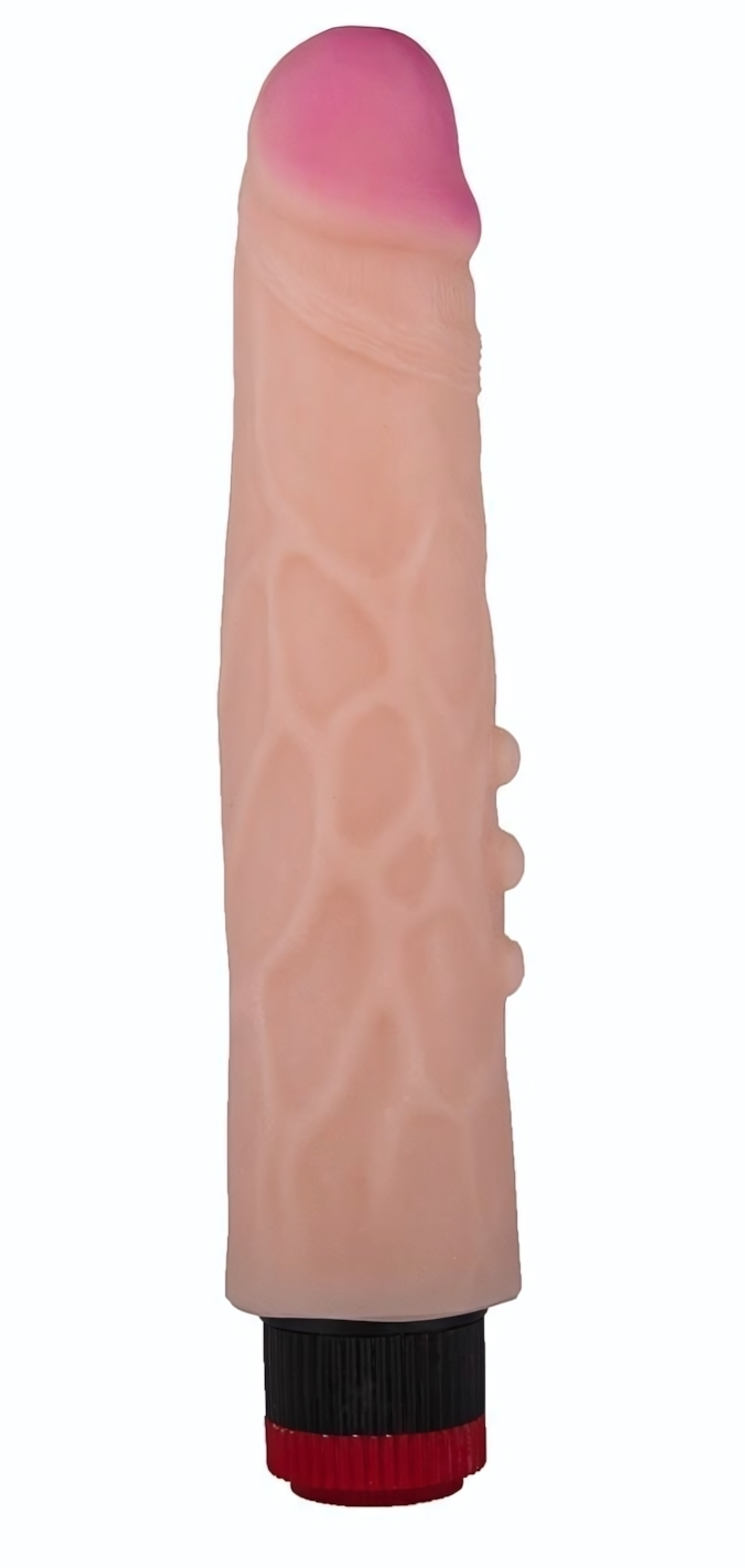 Реалистик с вибрацией и тремя точками с одной из сторон - 24,4 см. (Цвет: телесный)