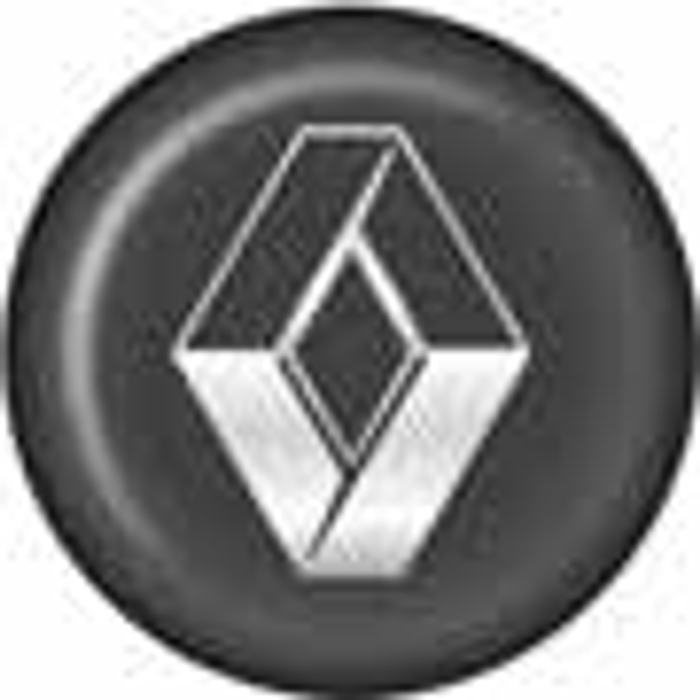 Наклейки  на колпаки D-6см - "Renault" (объемная) голографическая (черный фон) (кт4шт) 02566