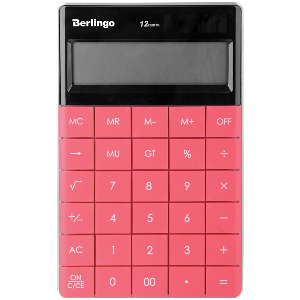 Калькулятор настольный Berlingo &quot;Power TX&quot;, 12 разр., двойное питание, 165*105*13мм, темно-розовый