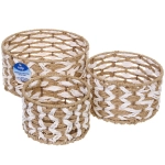 Корзины плетеные в наборе 3шт «ПЛАНТА», цвет как на фото, форма круг, 23*12/19*11/15*10см (Лейбл)