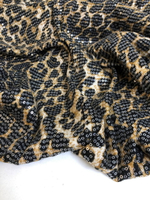 Трикотаж принт леопард, беж/коричневый, паетка прозрачн VT#18