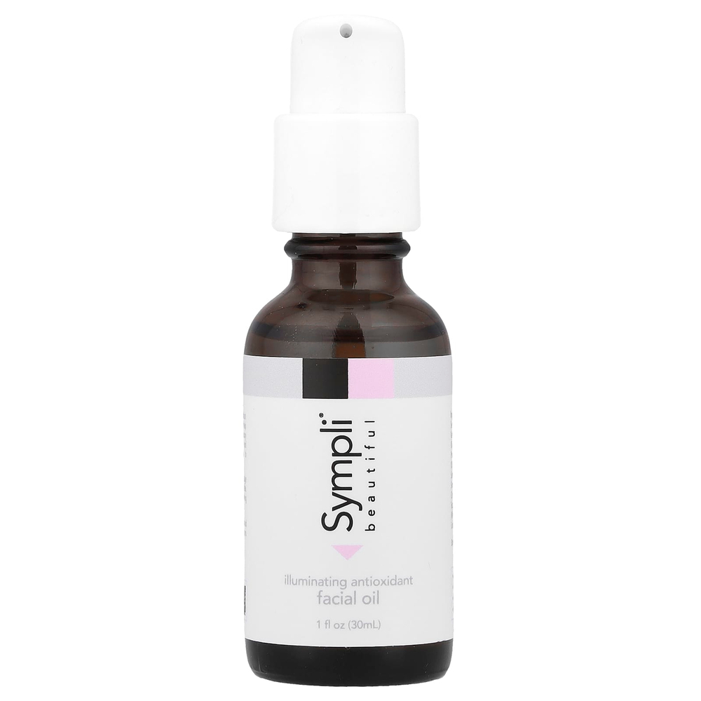 Sympli Beautiful, осветляющее масло для лица с антиоксидантами, маслами арганы, марулы, шиповника и апельсина, 30 мл (1 жидк. унция)