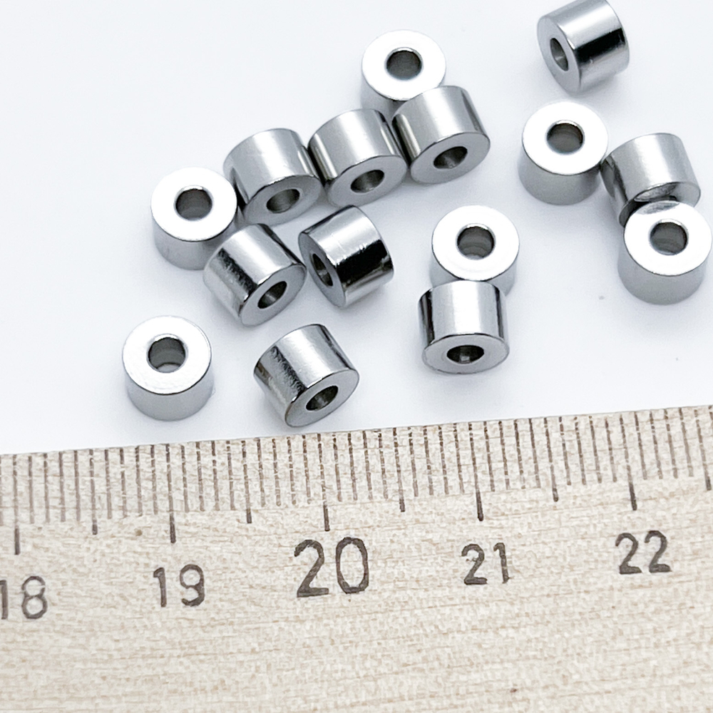 Бусина, сталь, размер 6*4 мм, цена за 10 шт