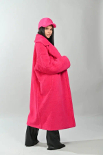 Трендовая шуба oversize из экомеха (фуксия)