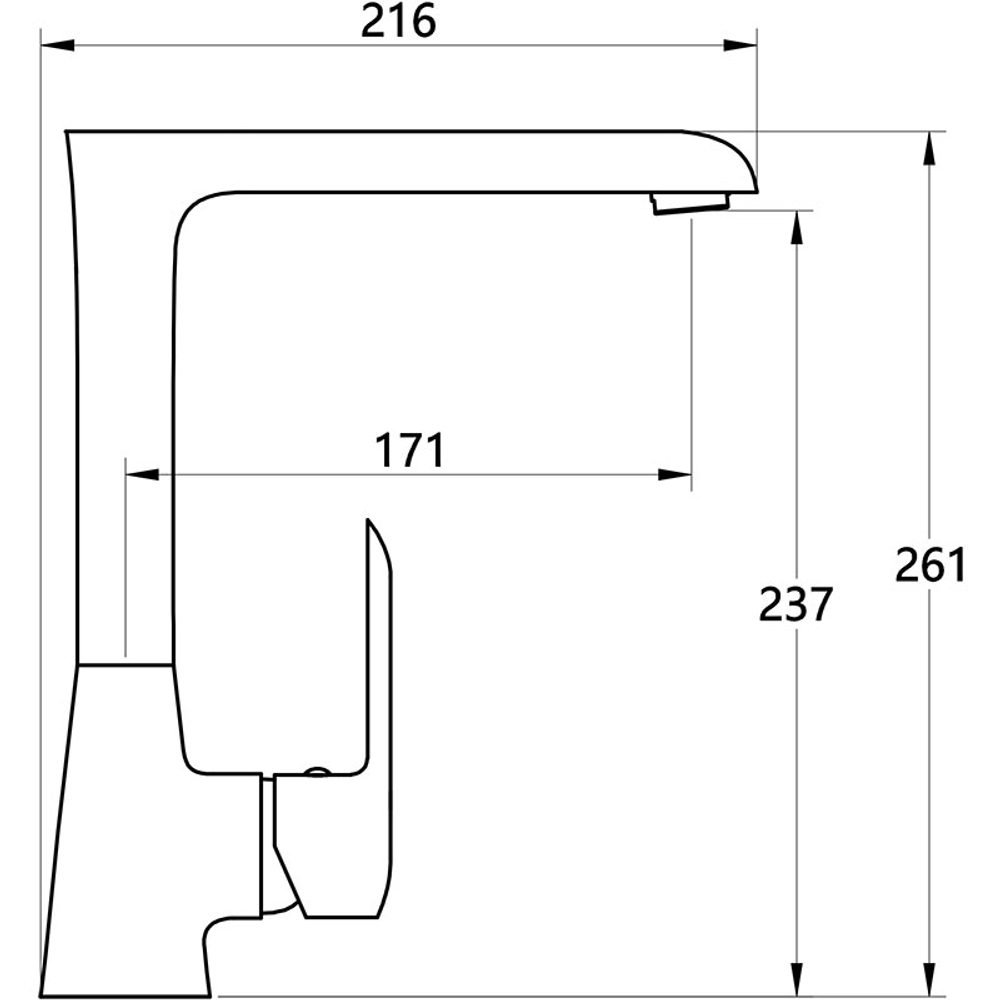 Смеситель кухня MELODIA Heavy Metal картридж д.35мм высокий Г-излив хром MDV35615 без подводки