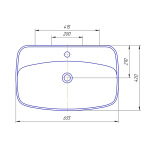 Раковина накладная на столешницу "Купер-65*42" ш*г приставной, с отв. под смеситель(Kirovit)