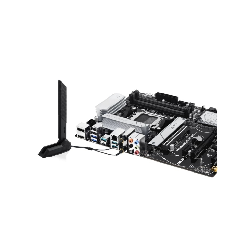 Материнская плата ASUS PRIME B650-PLUS WIFI (Socket AM5, ATX, 4xDDR5(128GB), DP / HDMI 2.1, 2xPCIe 4.0x16 / 2xPCIe 4.0, 1xLAN (2.5GbE), Wi-Fi 6E, 4xSATA 6Gb / s, 2xM.2, 1xM.2 E key, 1xType-C, 5xUSB 3.2, 2xUSB 2.0)