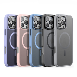 Прозрачный матовый чехол с рамками фиолетового цвета (Light Purple) и с MagSafe от Dux Ducis для iPhone 16 Pro, серия Yind Series Case