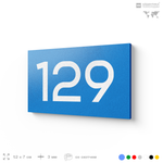 Номер на дверь 129, табличка на дверь для офиса, квартиры, кабинета, аудитории, склада, голубой 120х70 мм, Айдентика Технолоджи