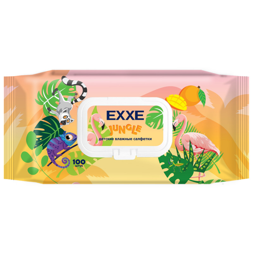 EXXE Джунгли Влажные салфетки для детей (микс Манго), 100 шт