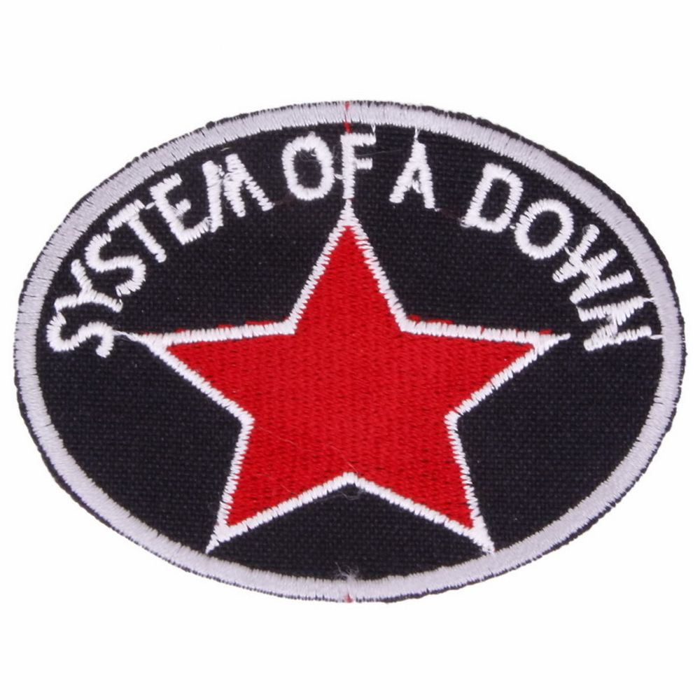 Нашивка System Of A Down овал, красная звезда (333)