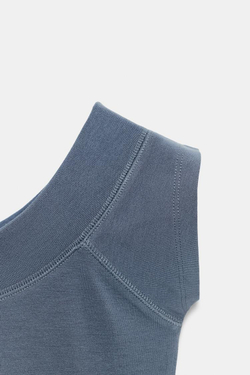 ZARA ТОП С ВЫРЕЗОМ «ЛОДОЧКА», ГОЛУБОЙ