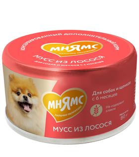 Мнямс для собак и щенков старше 6 месяцев Мусс из лосося 80гр.