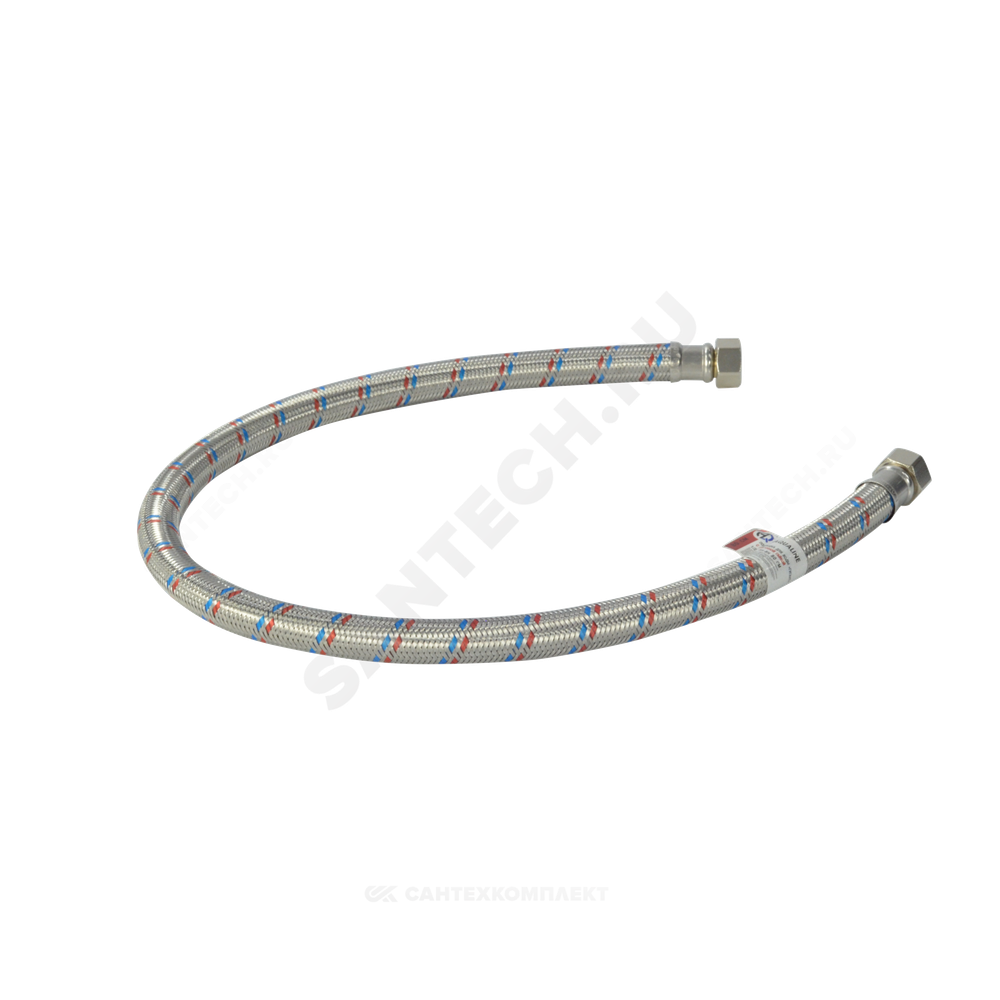 Подводка гибкая для воды нержавеющая оплетка ГИГАНТ 1/2" г-г L=1м AQUALINE 04935