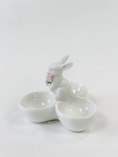 Менажница 3 ячейки "Лесные кролики", 11,5х9,5 см, цвет белый
