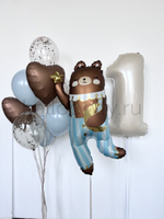 Набор шаров "Мишка в полосатых штанишках", с цифрой, дизайн №2
