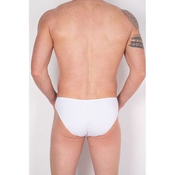 Мужские трусы слипы белые с красно-белой вставкой Cosmos Colors FM40_WR