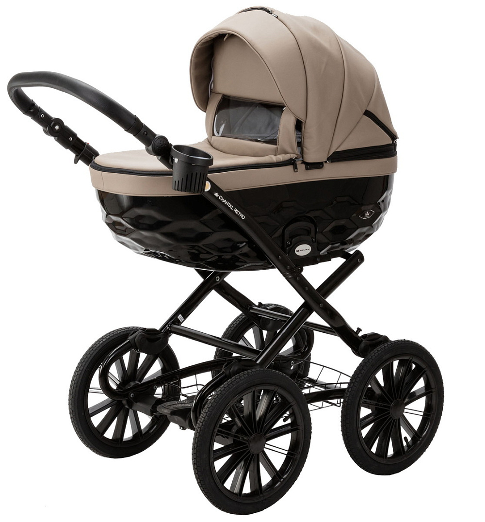 Детская коляска Adamex Chantal Retro Deluxe 3 в 1 C-SA09 (Т.БЕЖЕВАЯ КОЖА)