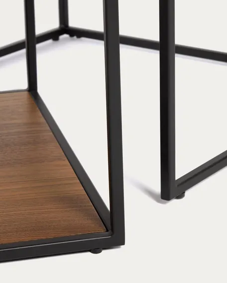 Набор из 2 столиков Yoana из орехового шпона и черного металла