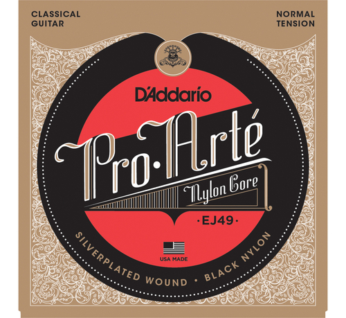 D'ADDARIO EJ49 - струны для классической гитары. серебро (Silver),черный нейлон,нормальное натяжение