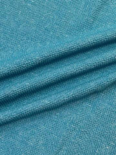 Лен с хлопком, полиэстером и эластаном фактурный бирюзовый