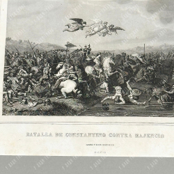 АНТОНИО РОКА. Битва Константина против Максенция. Гравюра. Испания, Мадрид. 1854–1859 г.